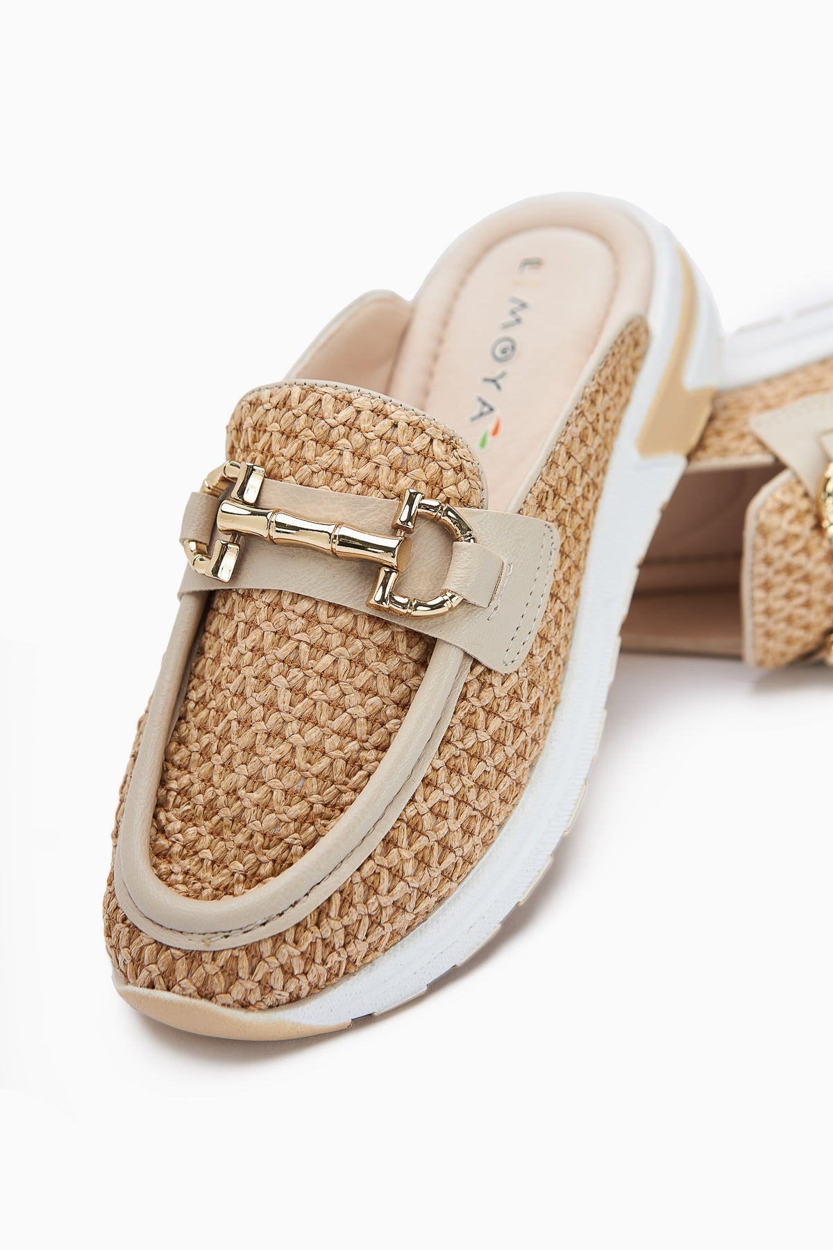 Diana Nude Buckled Closed Toe Chic Women's Wicker Slipper