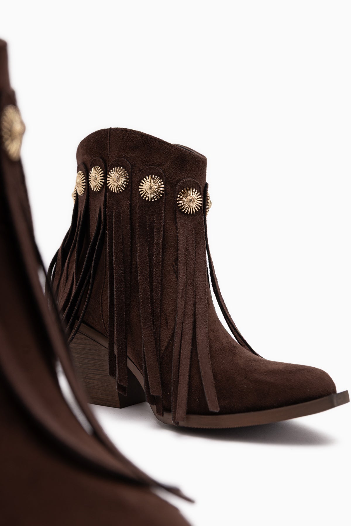 Rodeo Brown Suede Fringed Chunky Heeled Women’s Western Boots