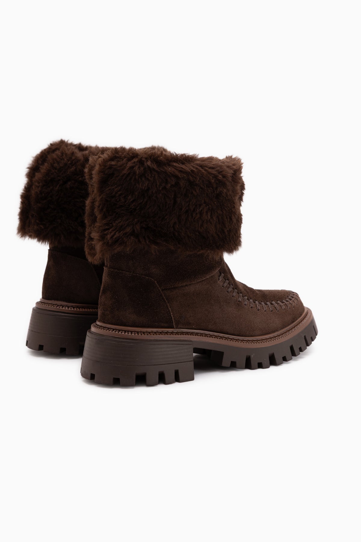 Avril Genuine Leather Brown Suede Fur Women’s Long Boots