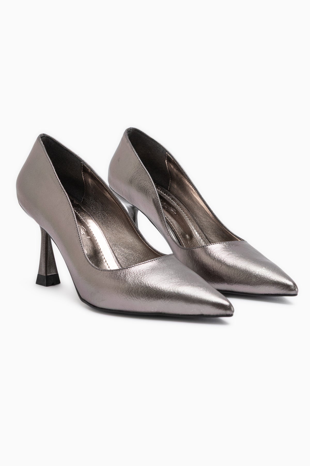 Celestine Platinum Crinkled Shiny Patent Pointed Toe Women’s Stiletto