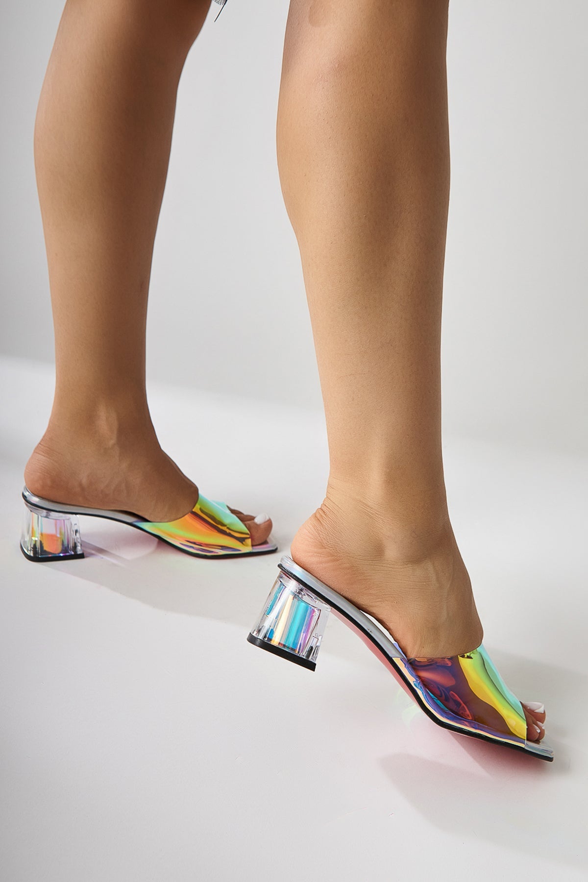 Persa – Silver Transparent-Strap Transparent-Heel Slide (Women)