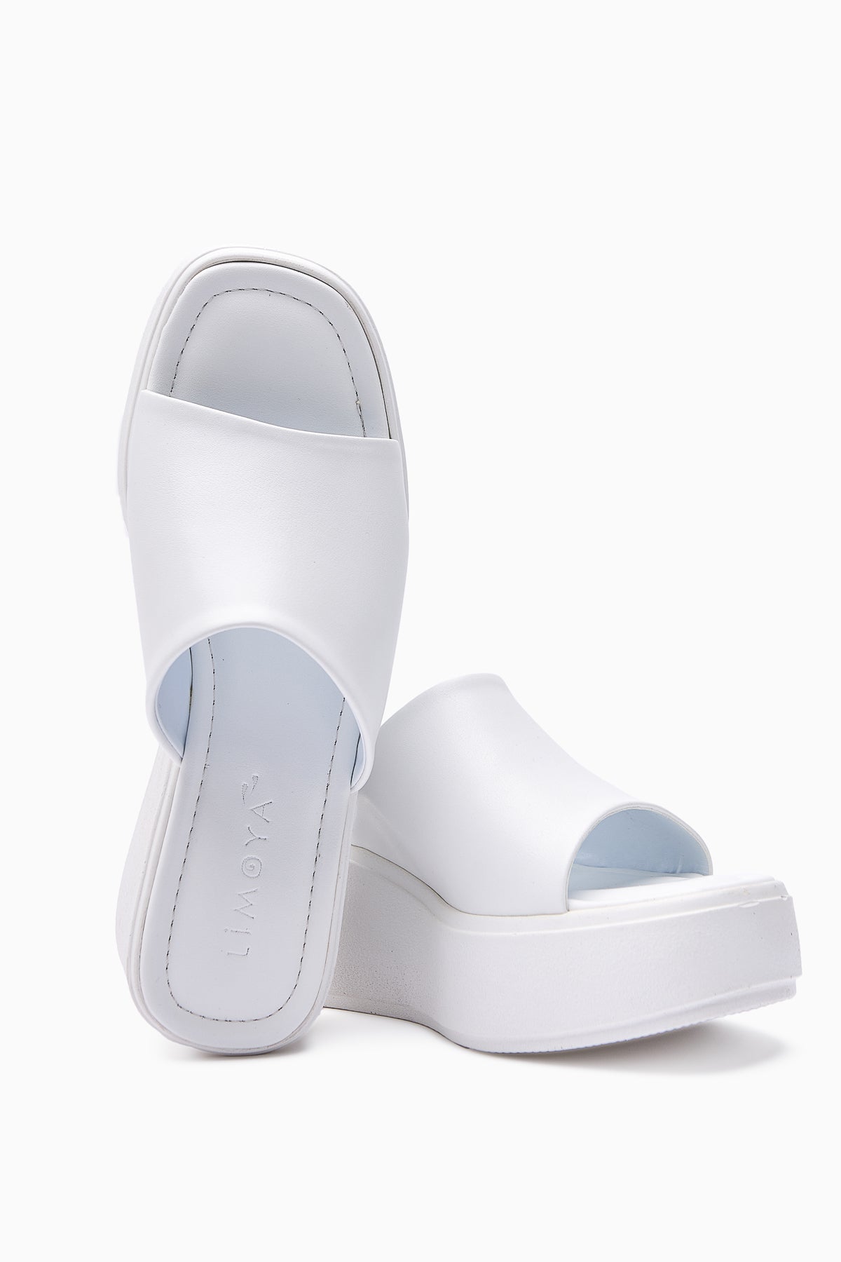 Kadra White Chunky Heel Women's Slides