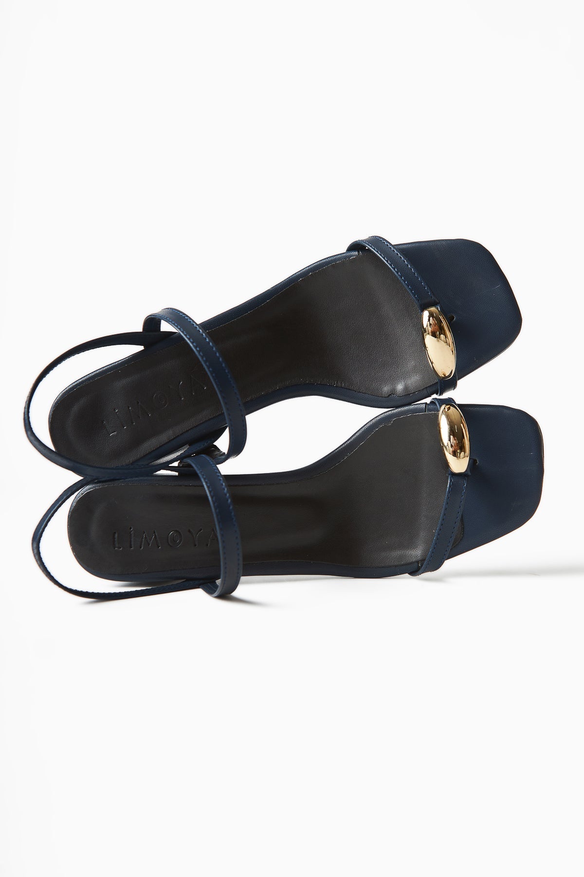 Selenya Navy Thong Sandals with Buckle Detail for Women