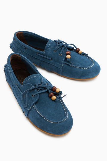 Rania – Genuine Leather Denim Blue Loafer (Women)