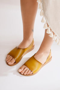 Kaia Mustard Genuine Leather Sandal