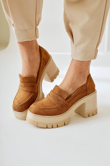 Chanpen Mink Suede Buckle Detail Platform Casual Shoe
