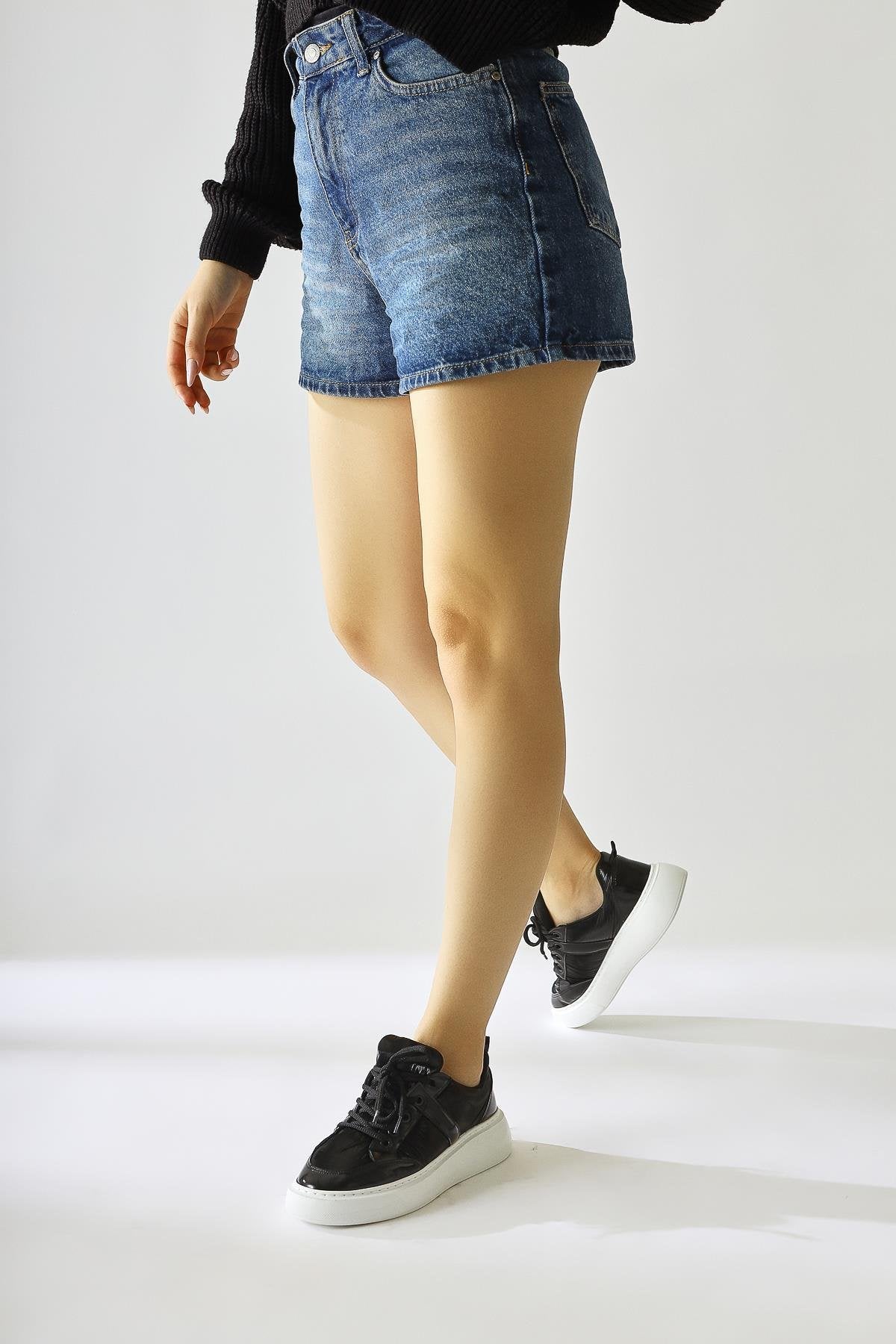 Jakleen Black Patent Leather Detailed Parachute Sneakers