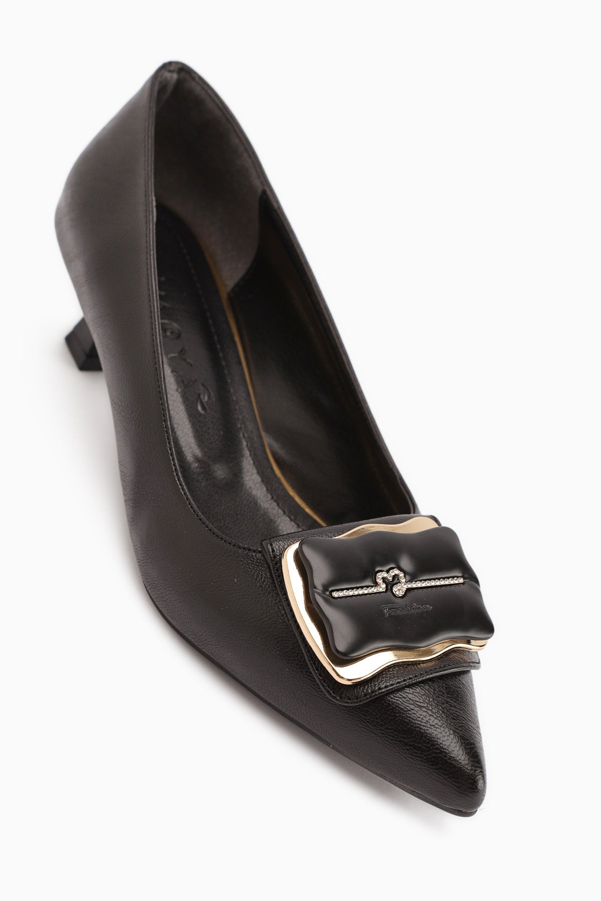 Judita Black Buckled Women's Heeled Shoe