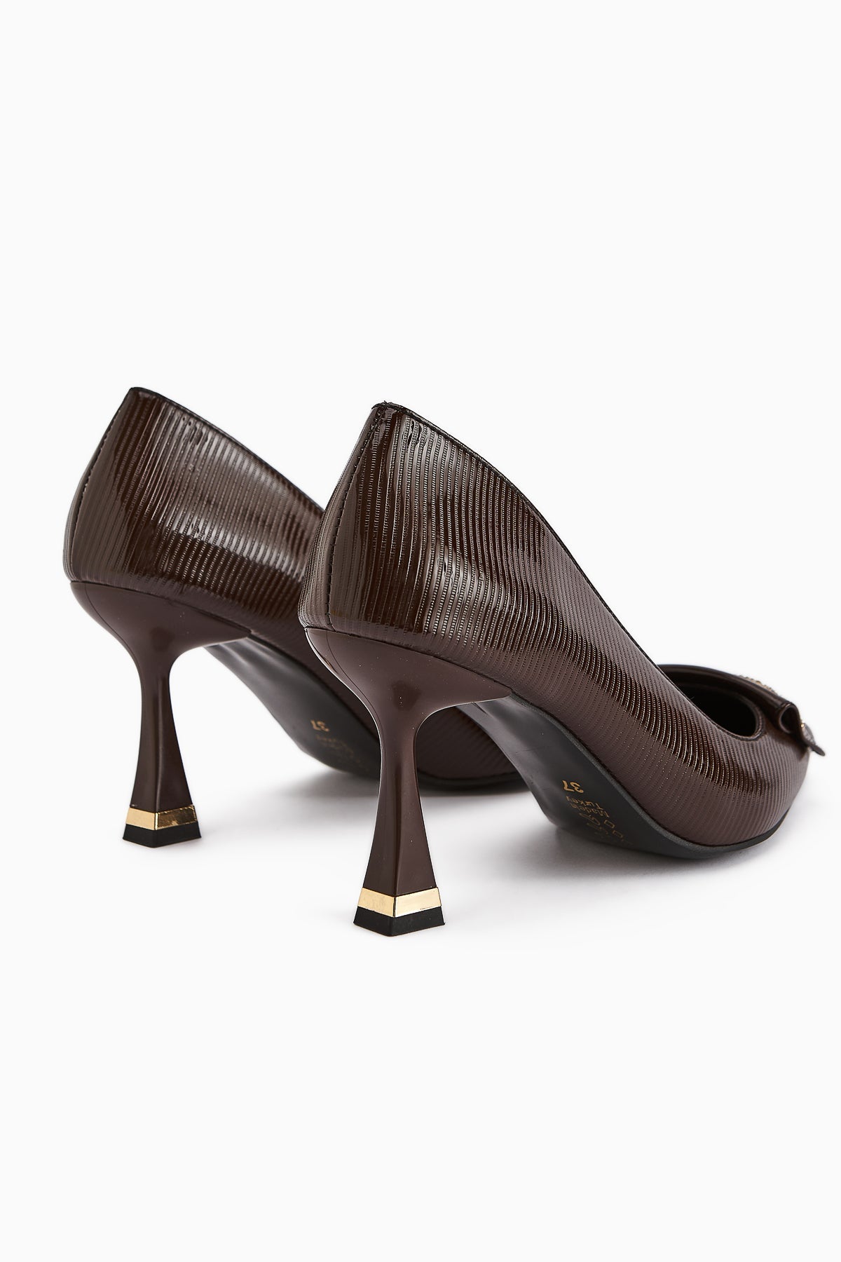 Saja Women's Coffee Buckled High Heel Shoe