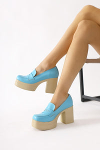Candace Blue High Heel Platform Shoes