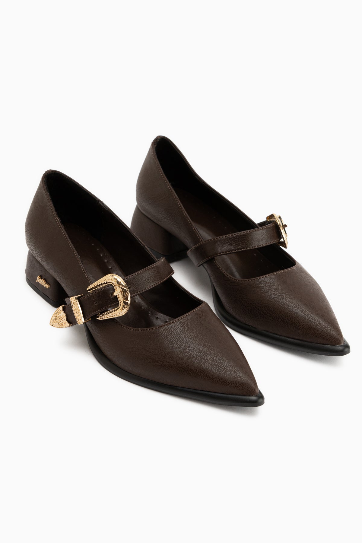 Jacklin Brown Strap Short Heeled Women’s Shoes
