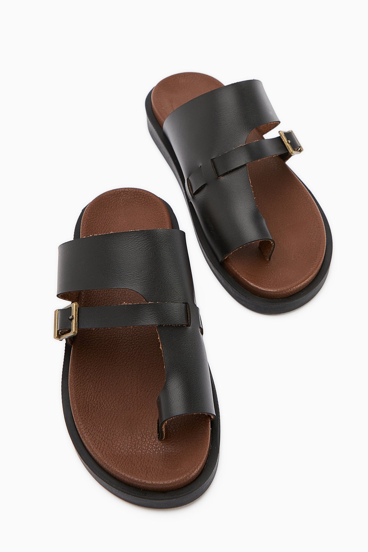 Enisa – Black Toe-Post Slide (Women)