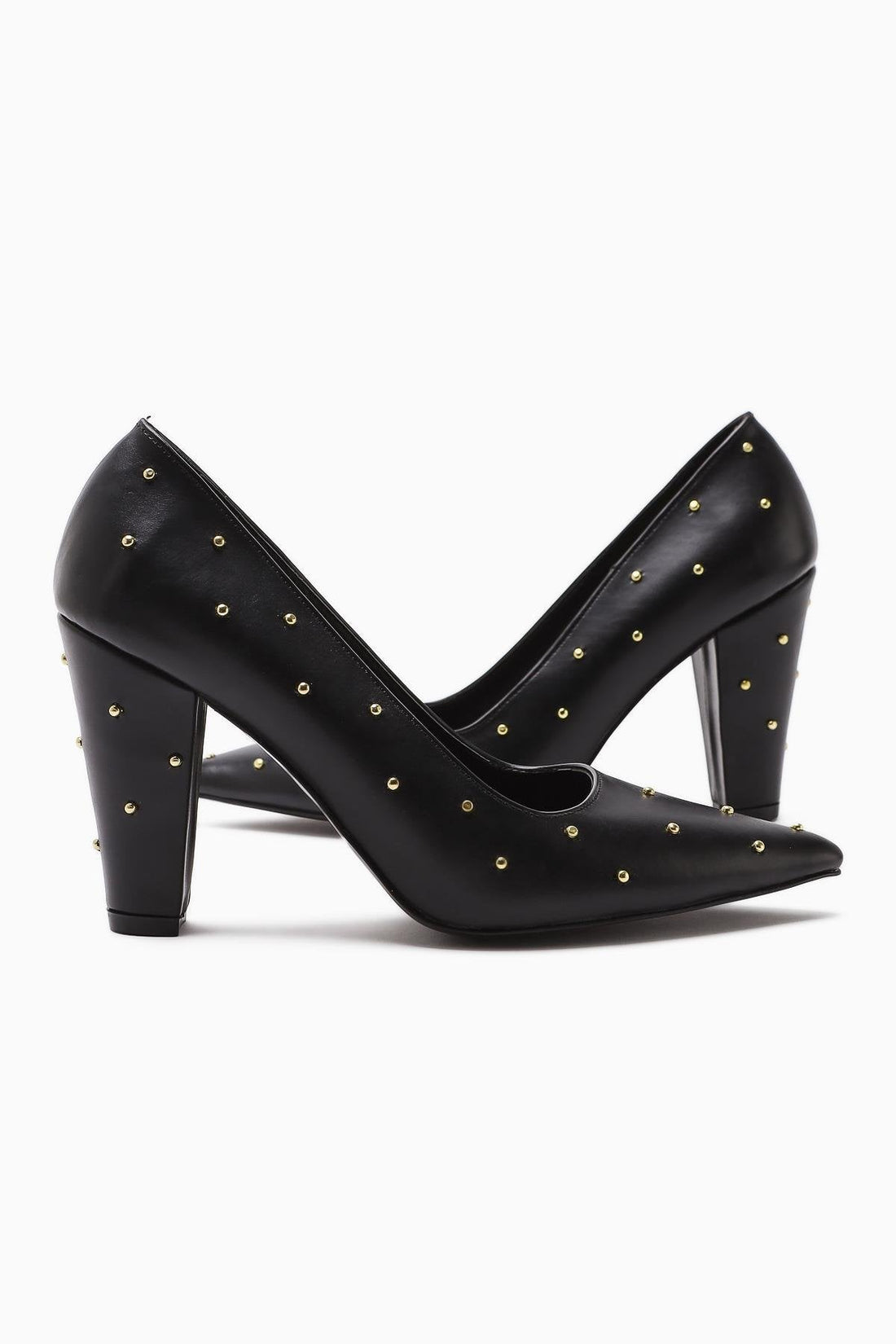 Audrey – Black Stud-Detail Pointed-Toe Heeled Shoe (Women)