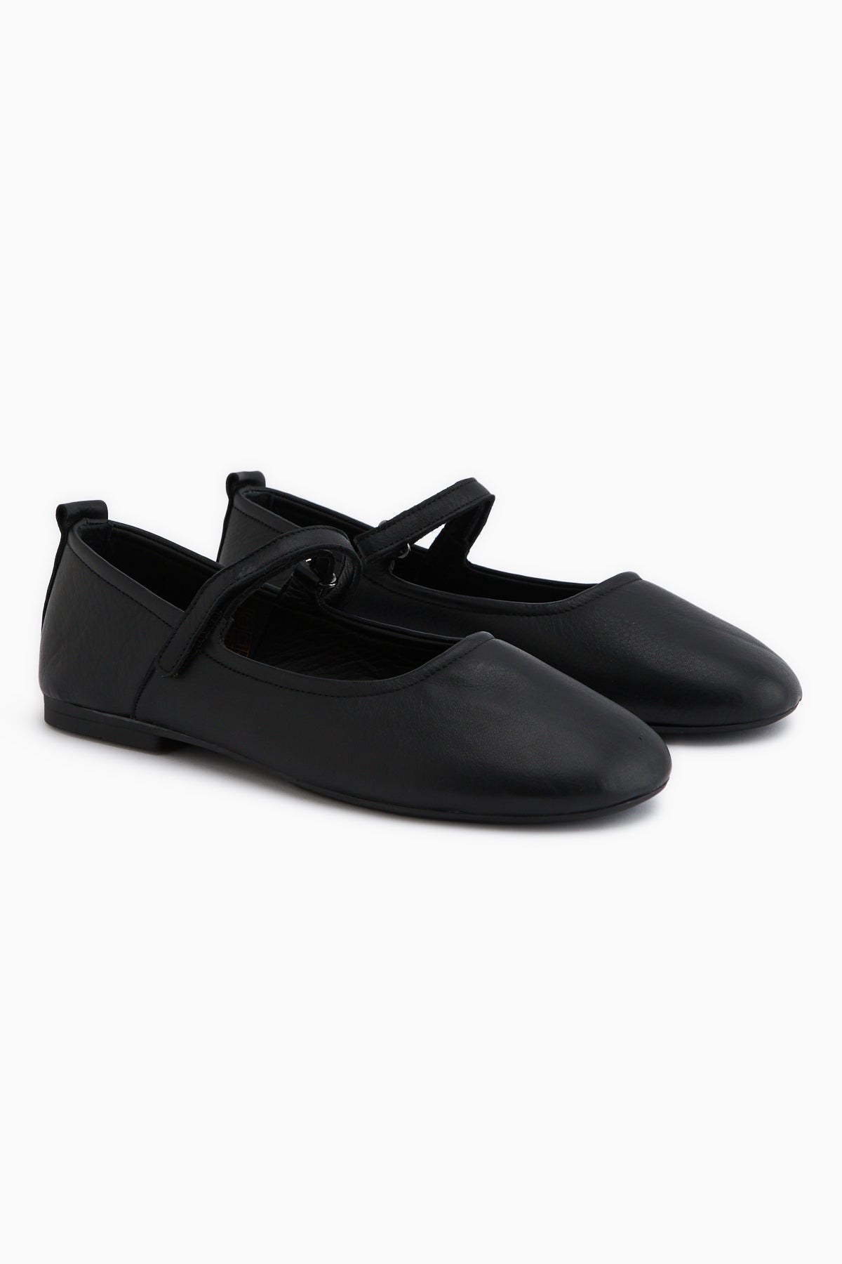 Sally Genuine Leather Black Strap Women’s Ballet Flats