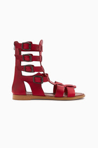 Genuine Leather Miranda Red Zipper Gladiator Women’s Sandal