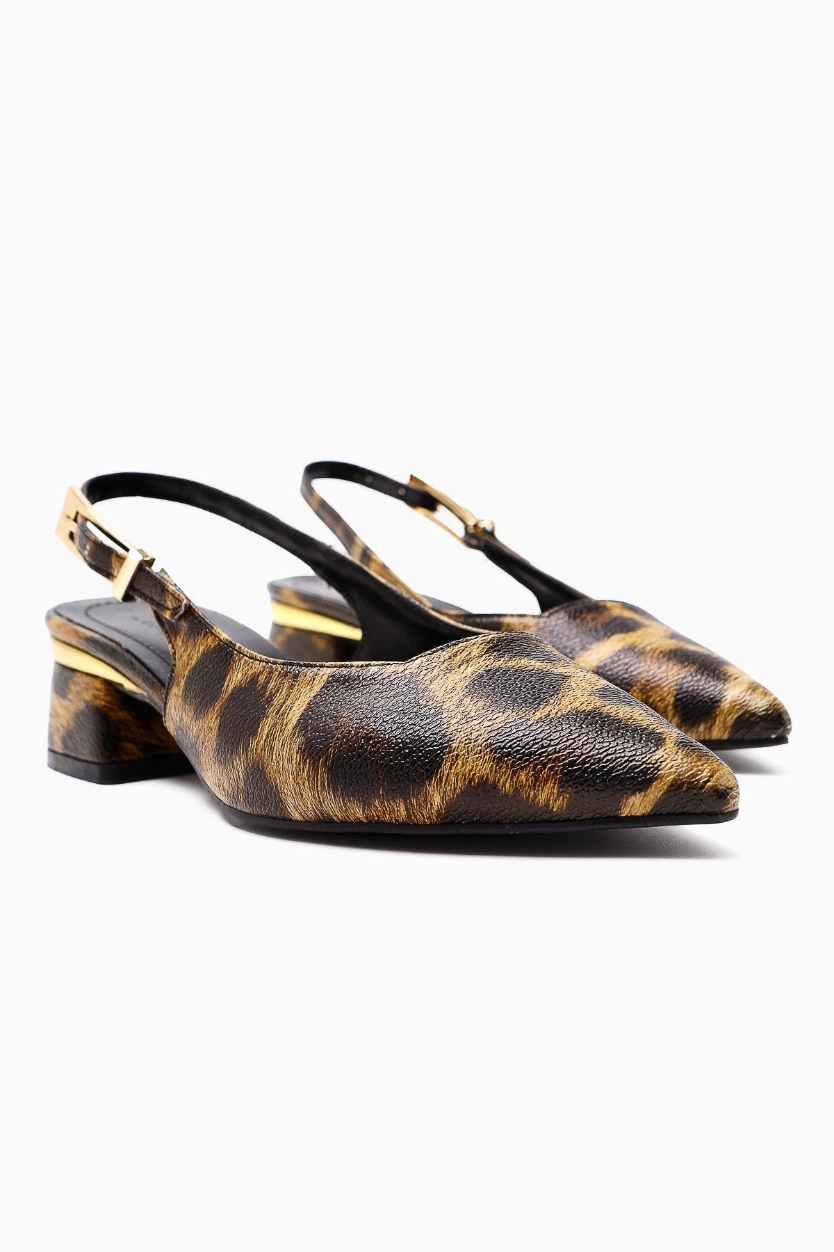 Nadiya Leopard Print Buckled Women’s Heeled Shoes