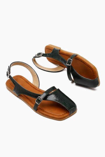 Almina Green Belt Detail Women's Sandal