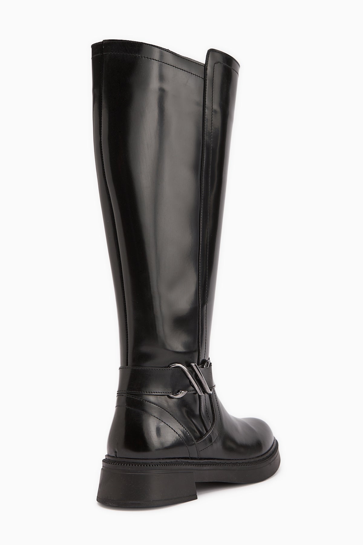 Birgita Black Patent Buckle Detailed Zipper Women’s Boots