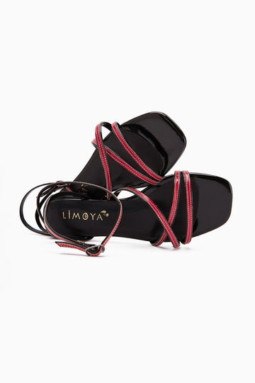 Nasima Red Ankle-Tie Women's Sandals