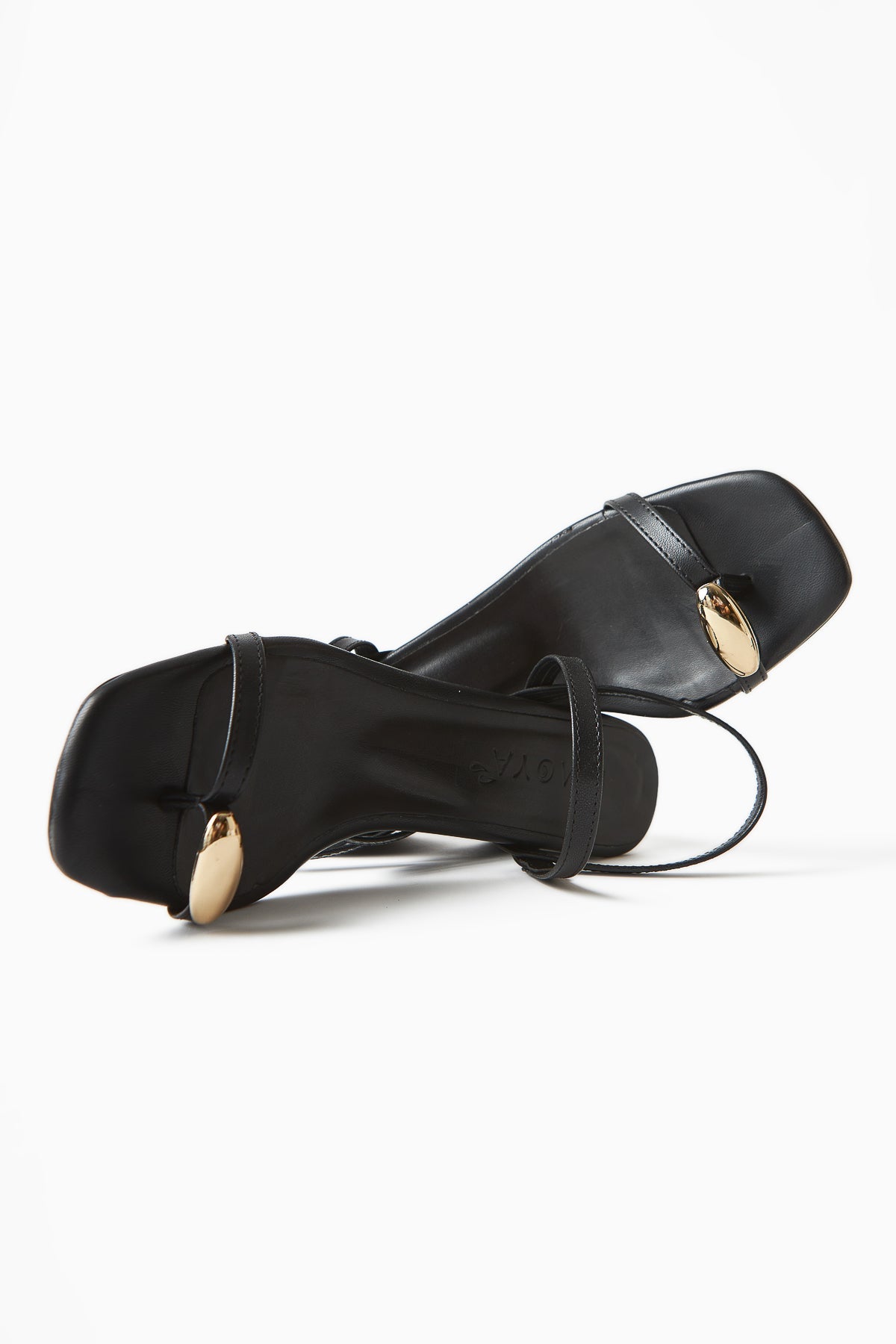 Selenya Black Thong Sandals with Buckle Detail for Women