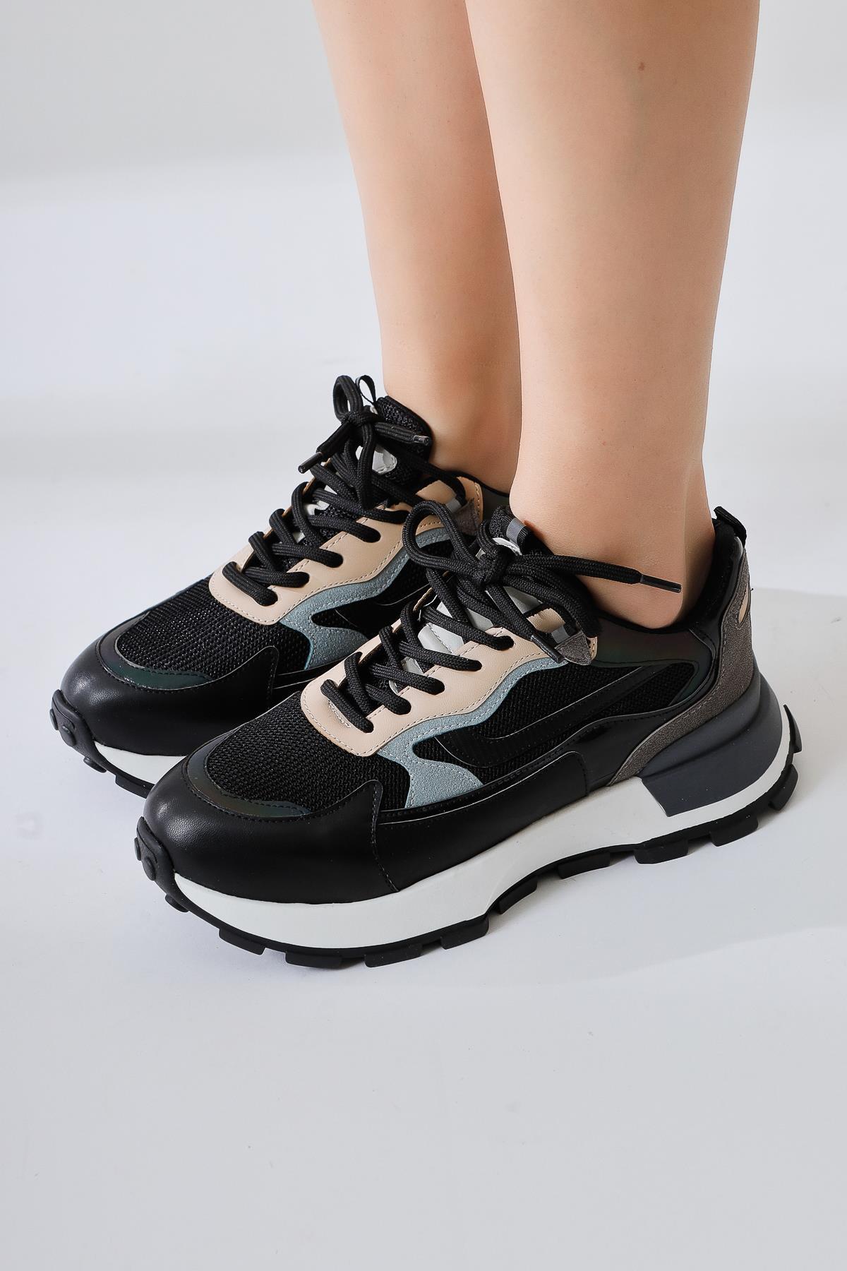 Shokat Black Suede High-Sole Lace-Up Sneakers