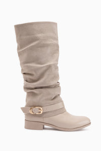Raine Beige Suede Buckled Women’s Boots