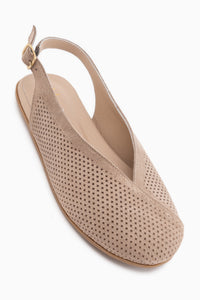 Genuine Leather Vizon Suede Women’s Slingback Ballet Flats