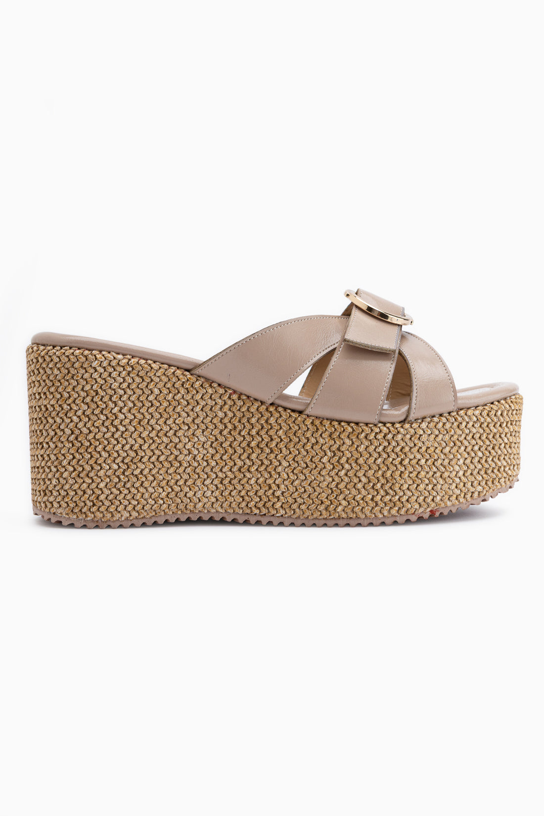 Malena Beige Woven Wedge Women’s Slippers
