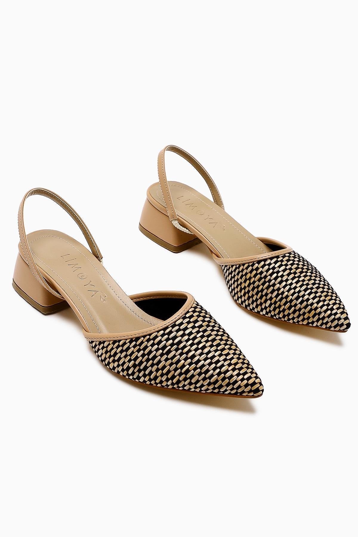 Rosa – Nude Pointed-Toe Straw Low-Heel Sandal (Women)