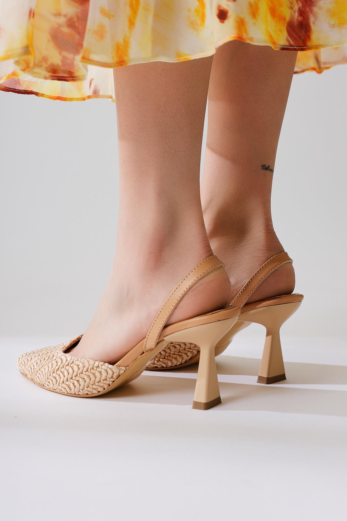 Maddy Nude Woven Detail Pointed-Toe Heeled Sandal