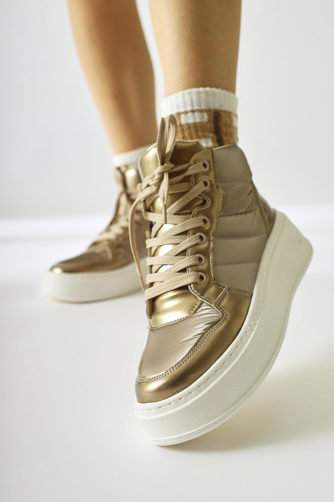 Raia – Gold Fluorescent Textile Lace-Up Sport Boot (Women)