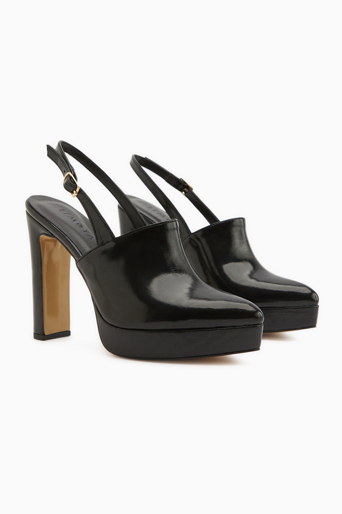Marlen Black Pointed Toe Slingback Platform Heeled Women’s Shoes