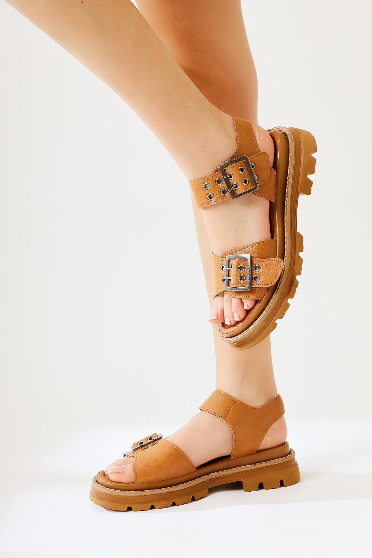 Tamera Taba Buckle Detail Thick Sole Sandal