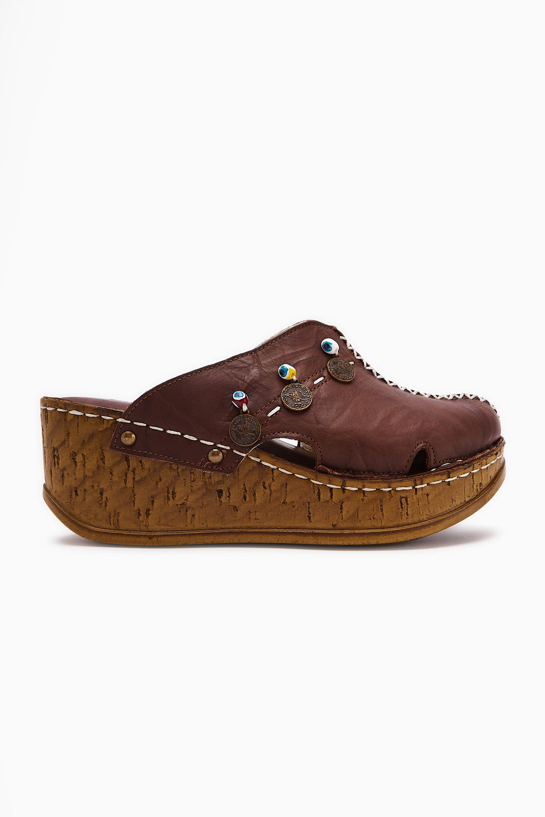Genuine Leather Annika Earth Antique Detailed Women’s Slippers