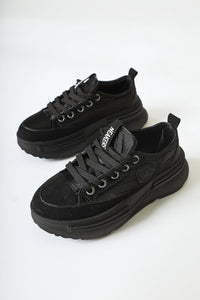 Ancy Black Parachute Fabric Star Patched Sneakers