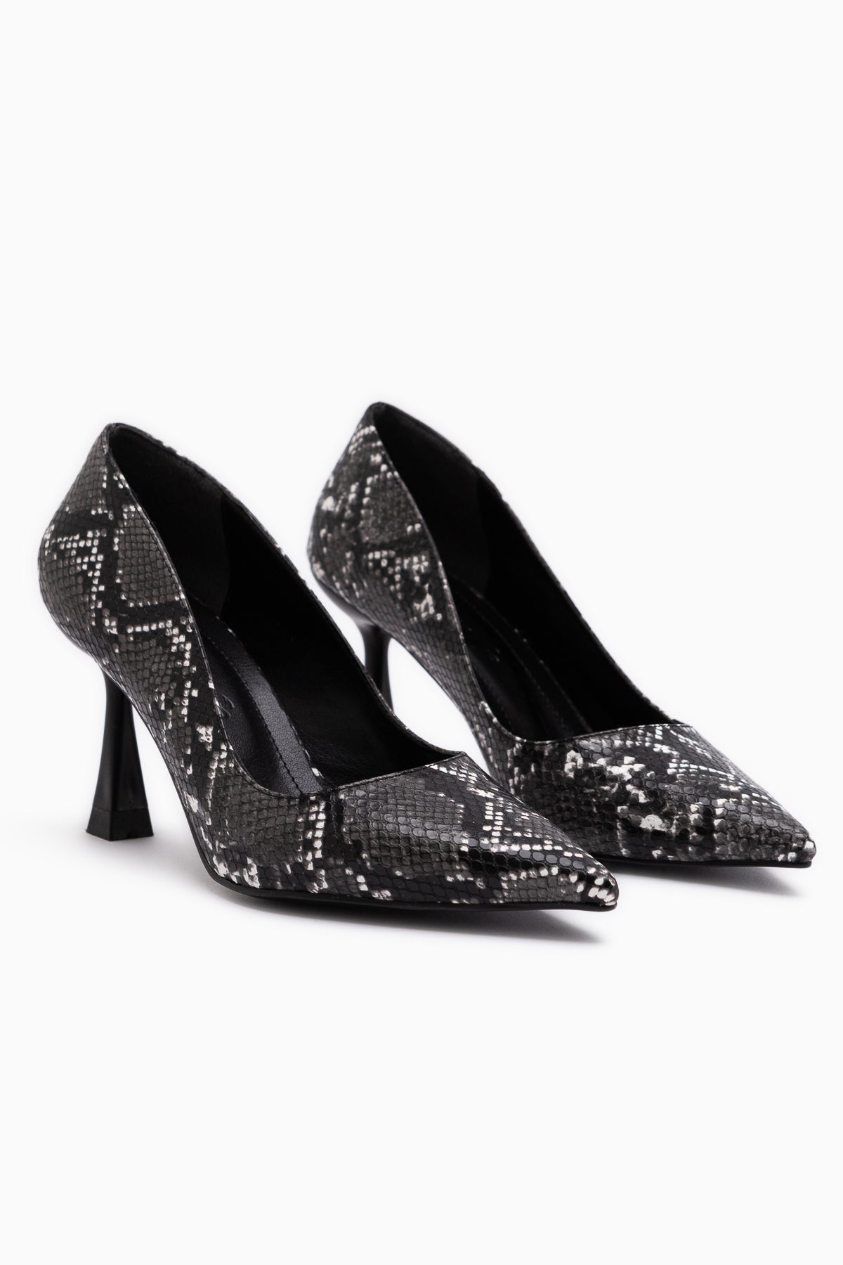 Celestine Black Snake Patterned Sequin Detailed Women’s Stiletto