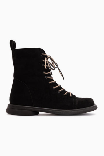 Florine Black Suede Double Laced Women’s Boots