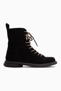 Florine Black Suede Double Laced Women’s Boots