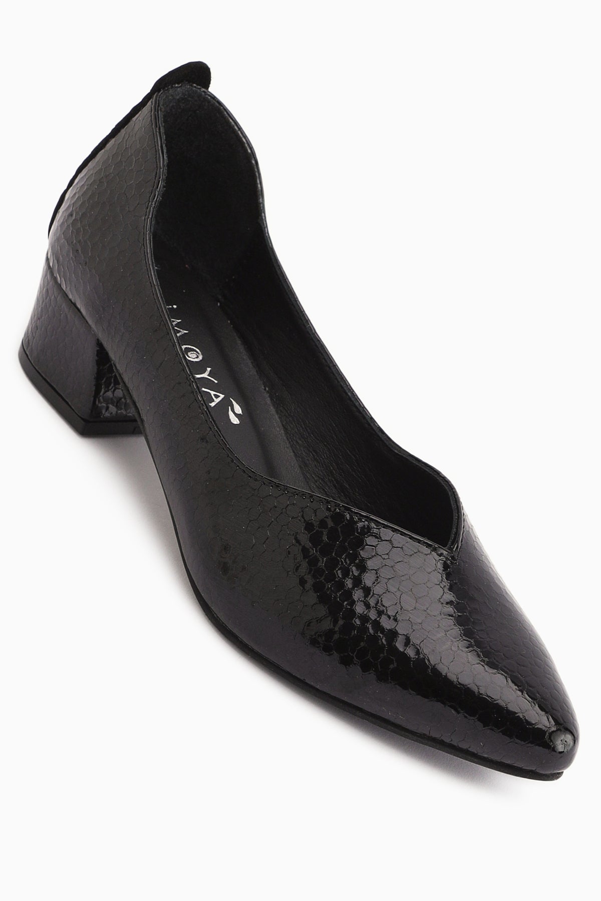 Samia Genuine Leather Black Snake Pattern Thick Heeled Women’s Shoes