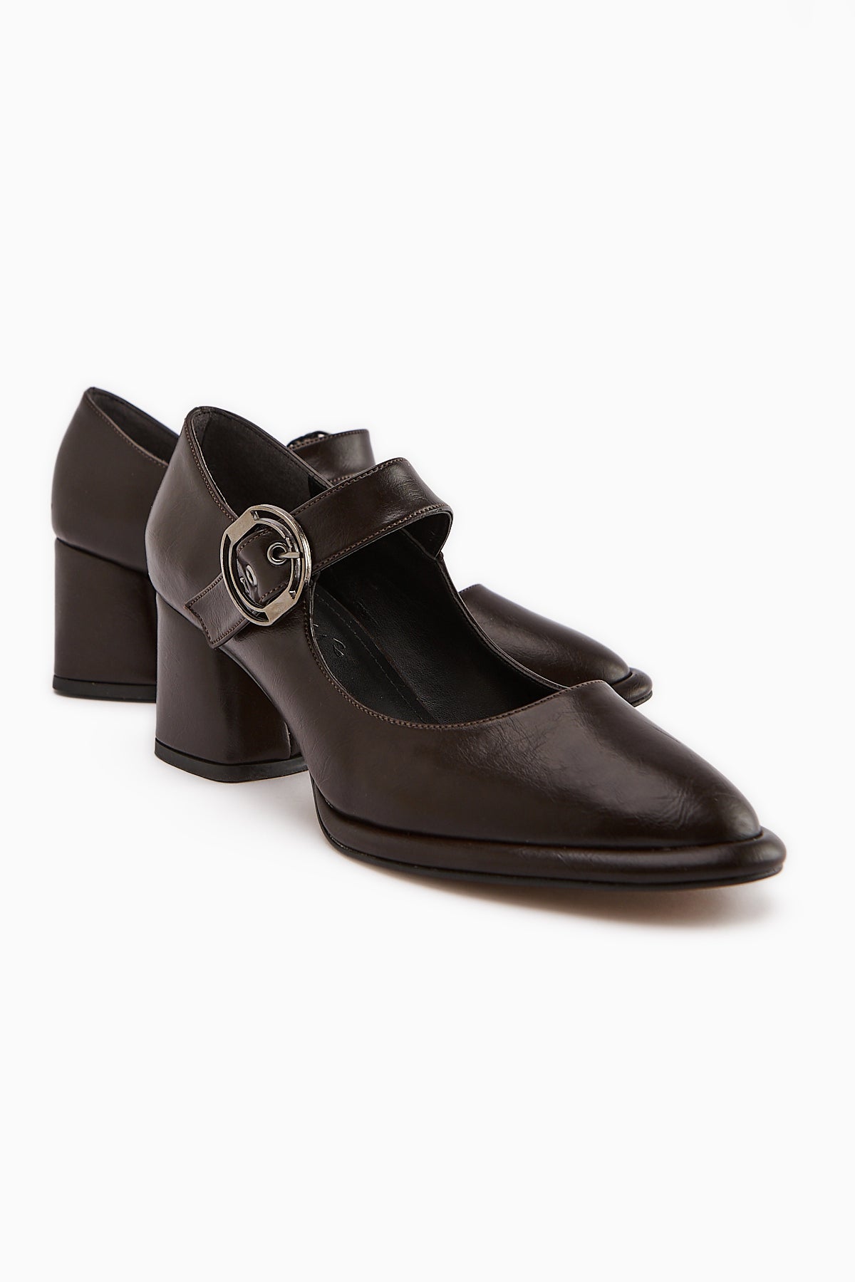 Nana – Brown Buckle-Detail Heeled Shoe (Women)