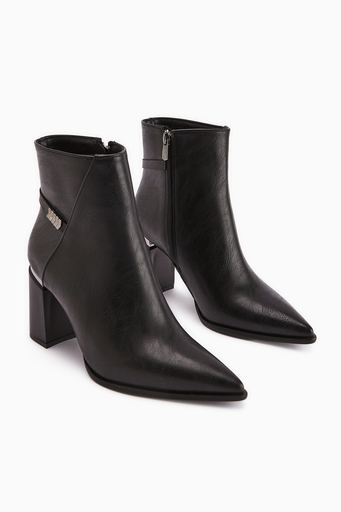 Lamia Black Buckle Detailed Heeled Women's Boot