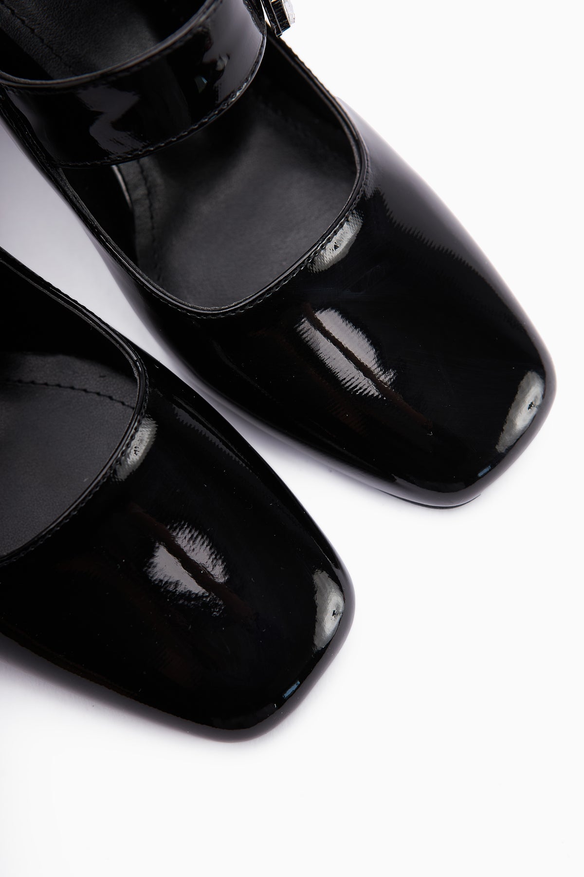 Liss Black Patent Square-Toed Women’s Heeled Shoes