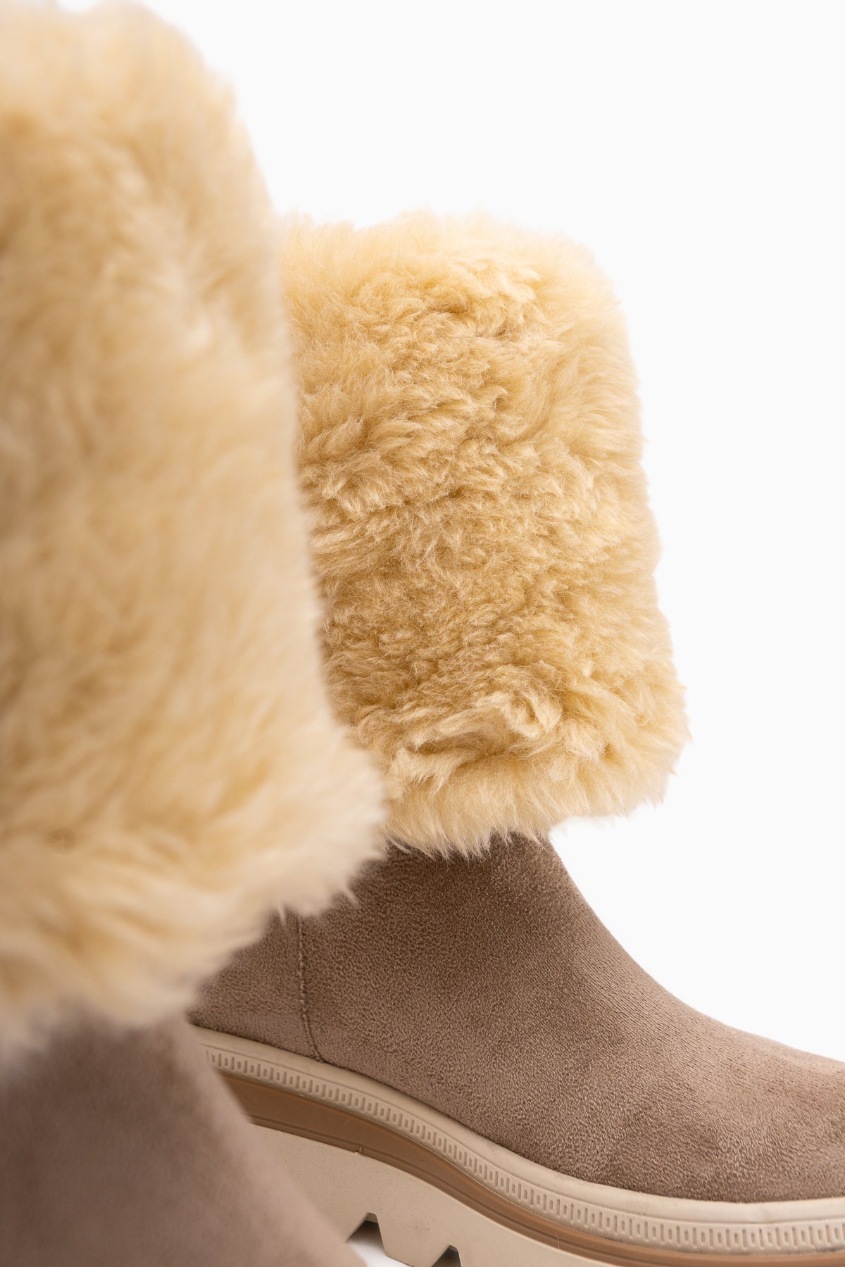 Edna Beige Suede Fur Detailed Women’s Boots