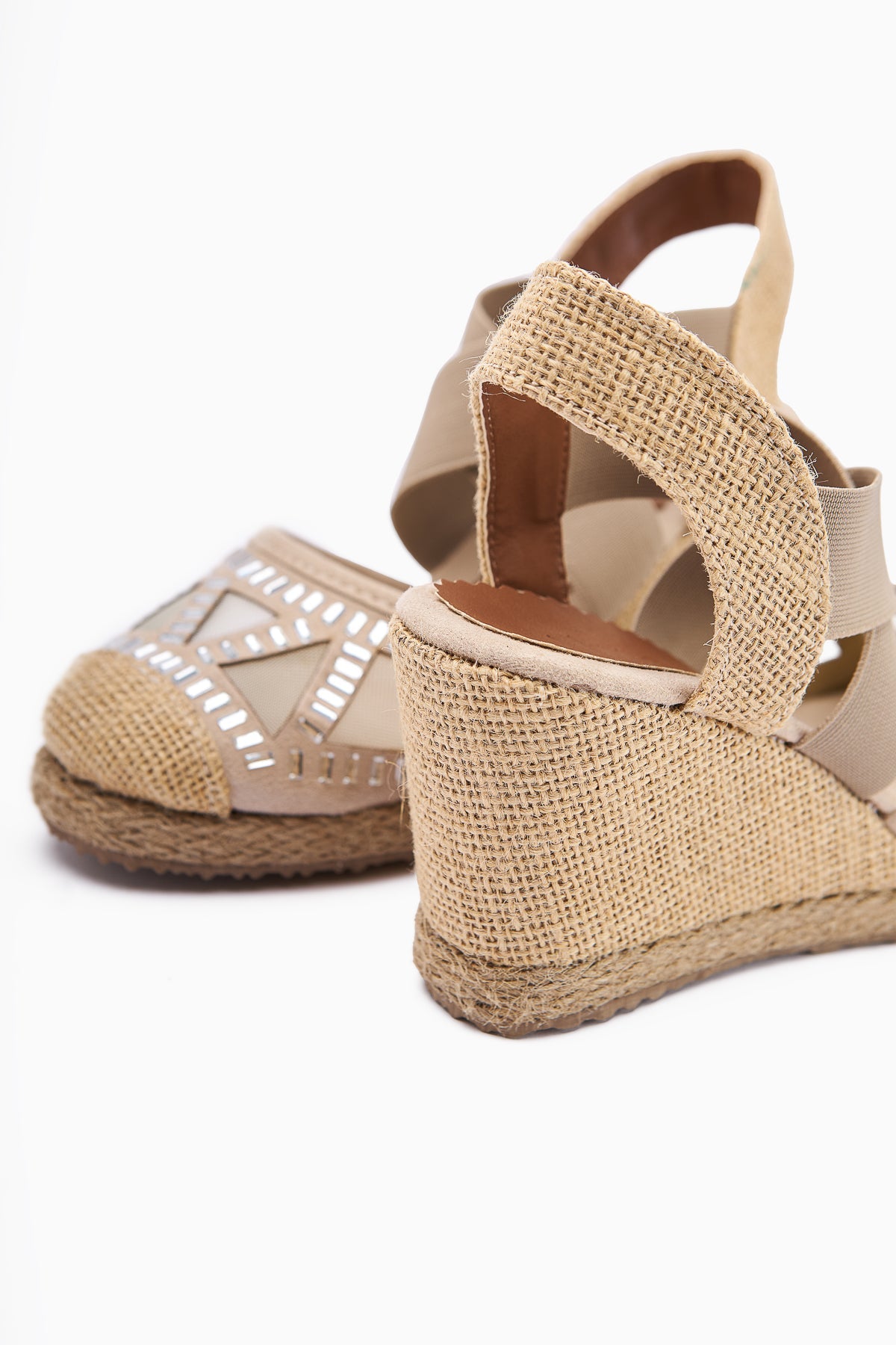 Meliza Vizon Elasticated Straw Bottom Women's High Heel Sandals