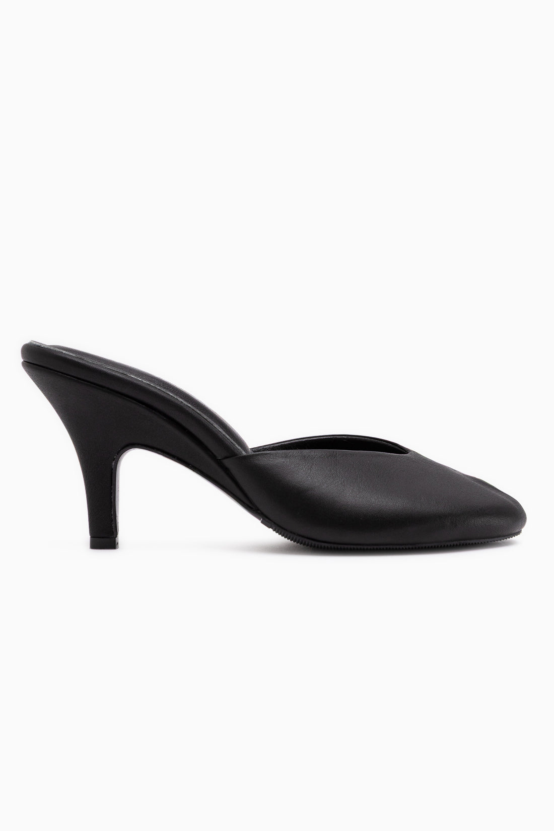Elsy Genuine Leather Black Closed Toe Heeled Women’s Slipper