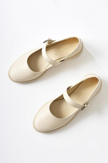 Vivy Cream Round Toe Single Strap Everyday Shoe