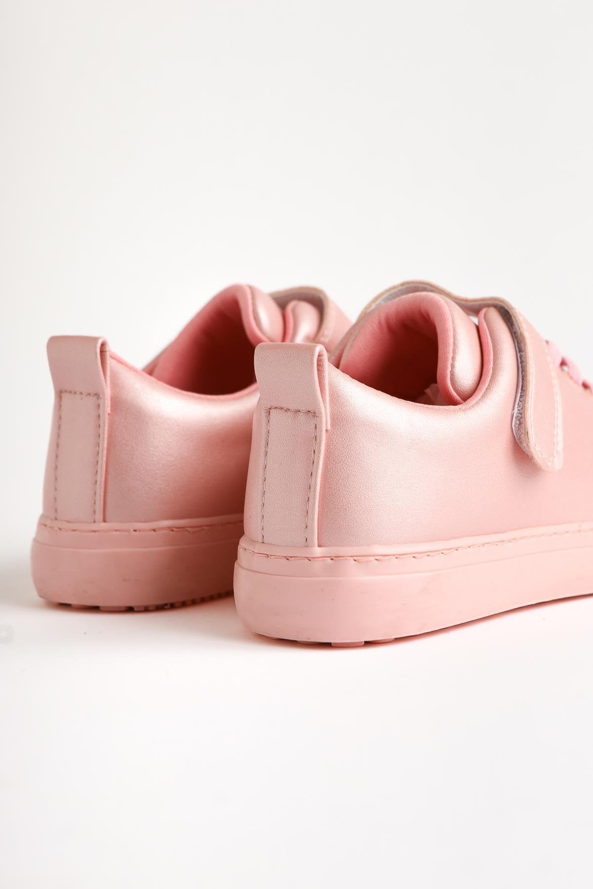 Eve Powder Lace-Up Sneakers with Velcro Detail for Kids