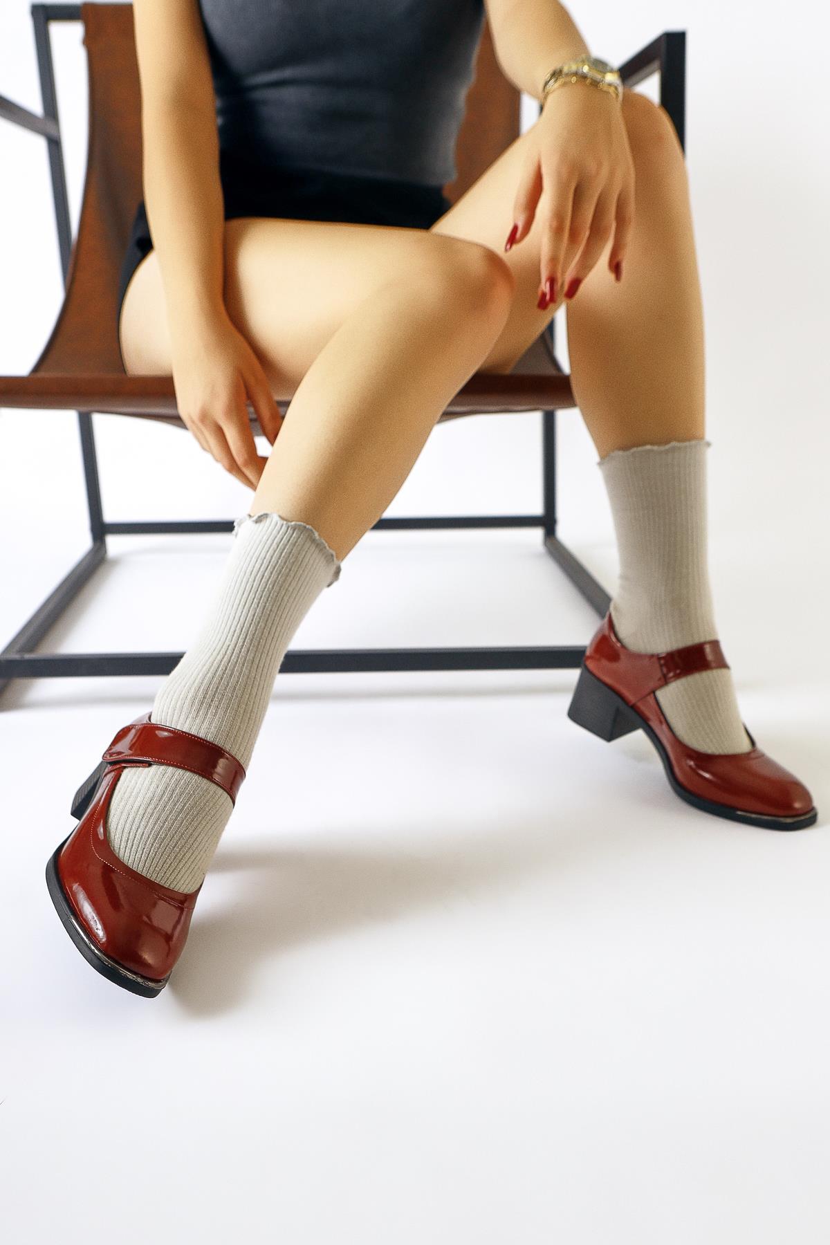 Rosaria Burgundy Patent Leather Single Strap Low-Cut Everyday Shoe