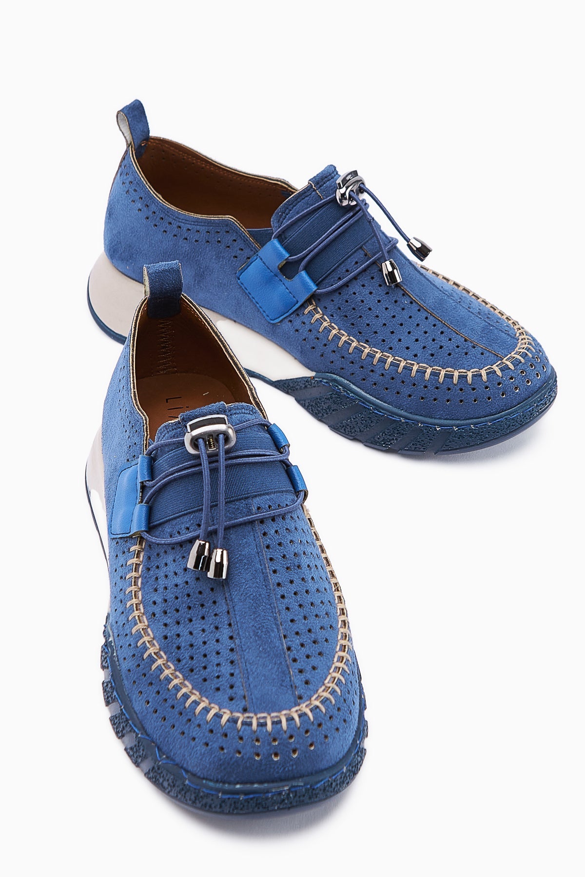 Allice – Blue Suede Laser-Cut Casual Shoe (Women)