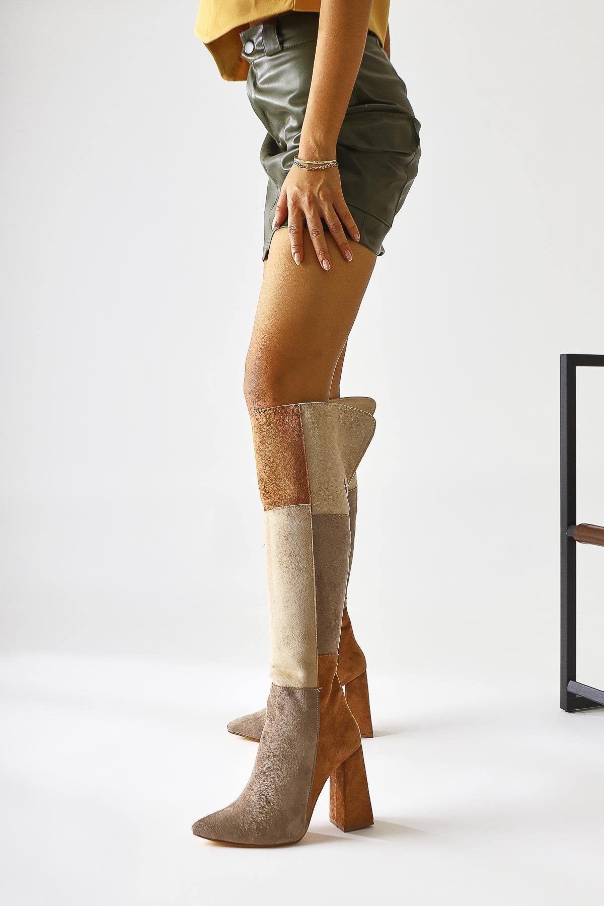 Kamiyah – Cognac Beige Taupe Over-The-Knee Boot (Women)